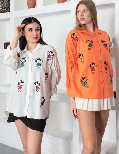 شومیز اسنوپی گلدوزی