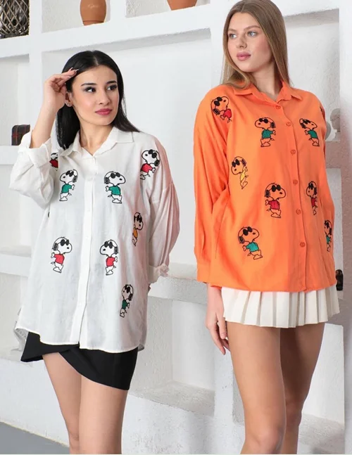شومیز اسنوپی گلدوزی